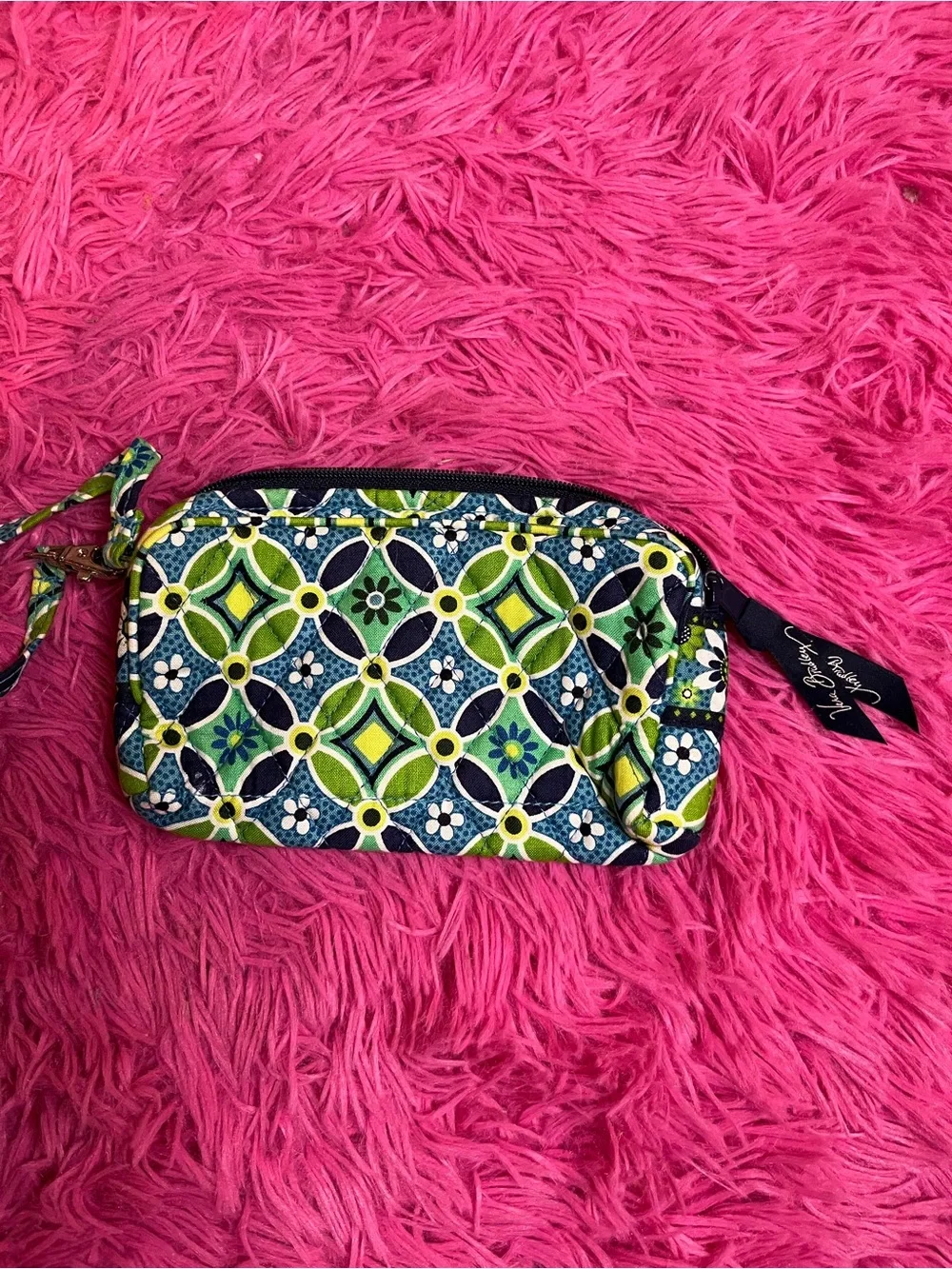 Vera Bradley Blue & Green Quilted Wristlet Pouch